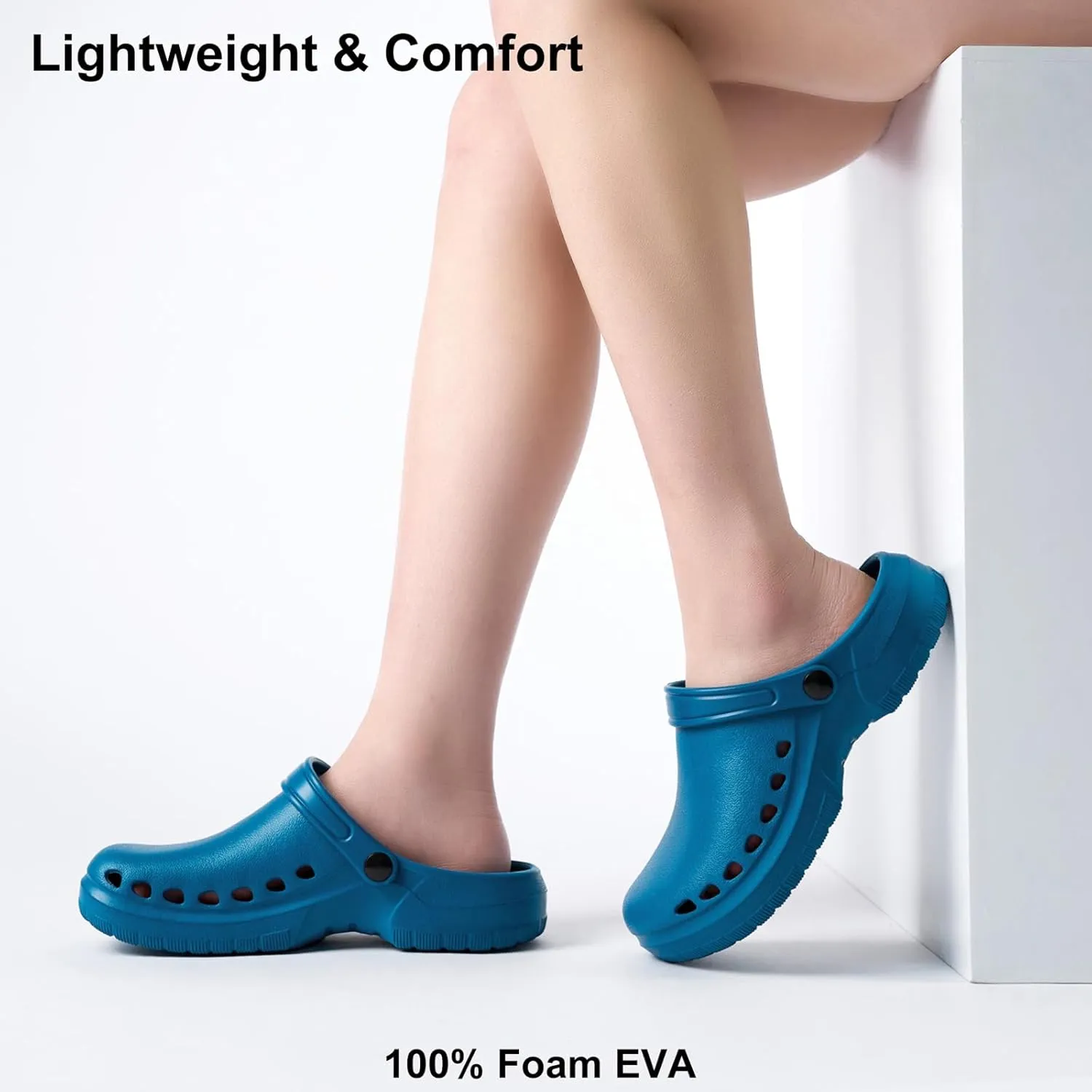 Gentle Arch Support Work Clogs Breathable Non Slip Shoes for Chef Nurse Garden Comfortable, Slip-on Lightweight Slides Sandals