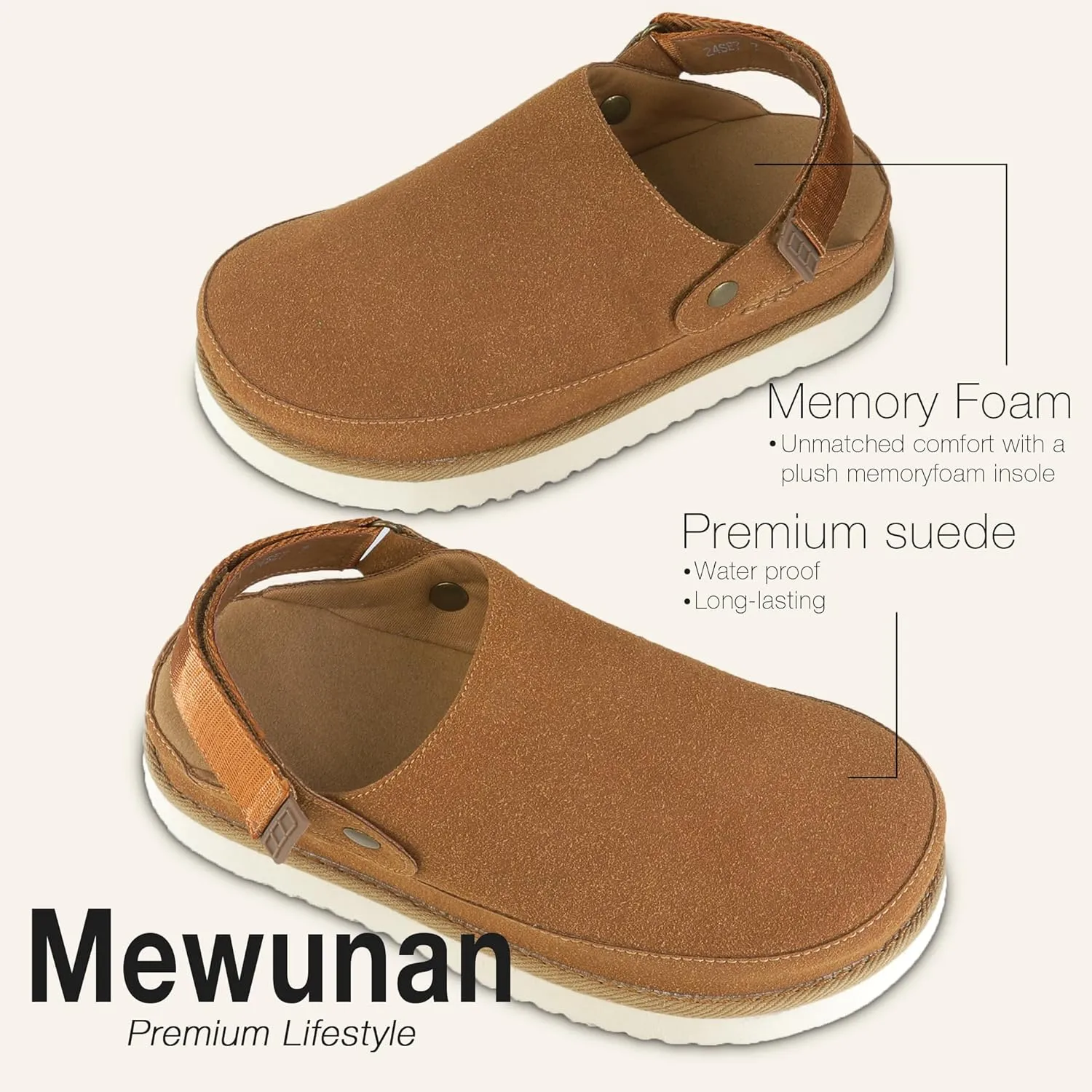 Genuine Suede Clogs for Women-Narrow Memory Foam Platform Clogs Lightweight Womens Clog & Mules Gold Star Clog Sandals Potato Shoes 2025