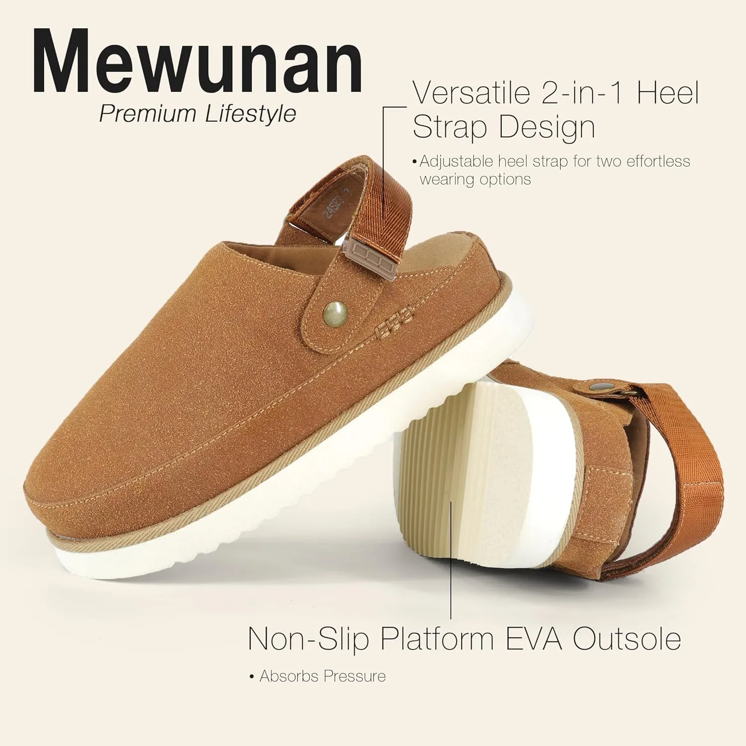 Genuine Suede Clogs for Women-Narrow Memory Foam Platform Clogs Lightweight Womens Clog & Mules Gold Star Clog Sandals Potato Shoes 2025