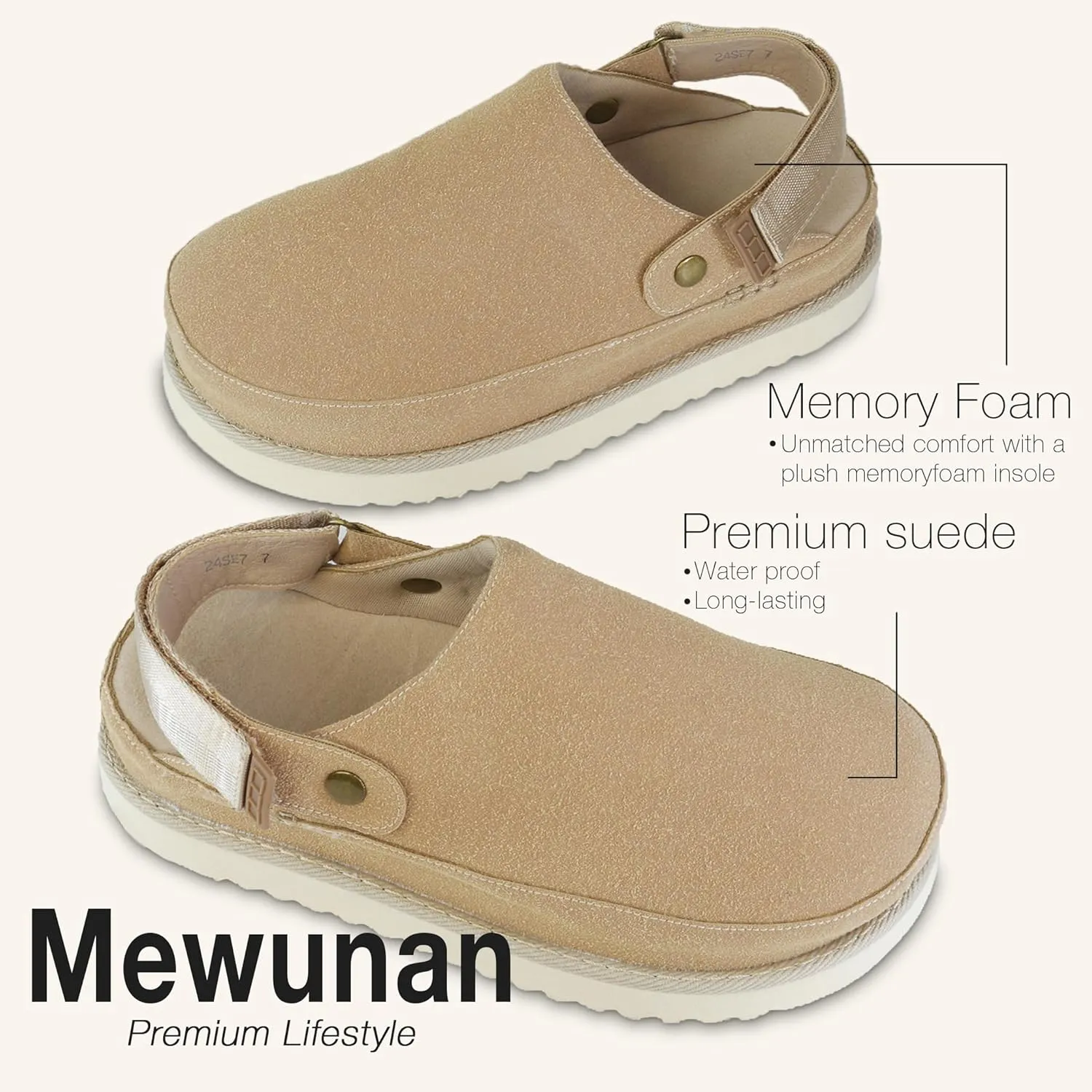 Genuine Suede Clogs for Women-Narrow Memory Foam Platform Clogs Lightweight Womens Clog & Mules Gold Star Clog Sandals Potato Shoes 2025