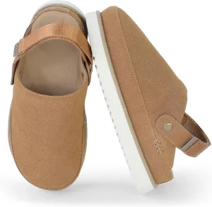 Genuine Suede Clogs for Women-Narrow Memory Foam Platform Clogs Lightweight Womens Clog & Mules Gold Star Clog Sandals Potato Shoes 2025