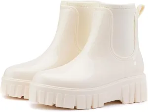 Gets Womens Rain Boots, Waterproof Platform Rubber Chelsea Rainboots, Comfortable Short Shoes Ankle Garden Boots for Outdoor Work