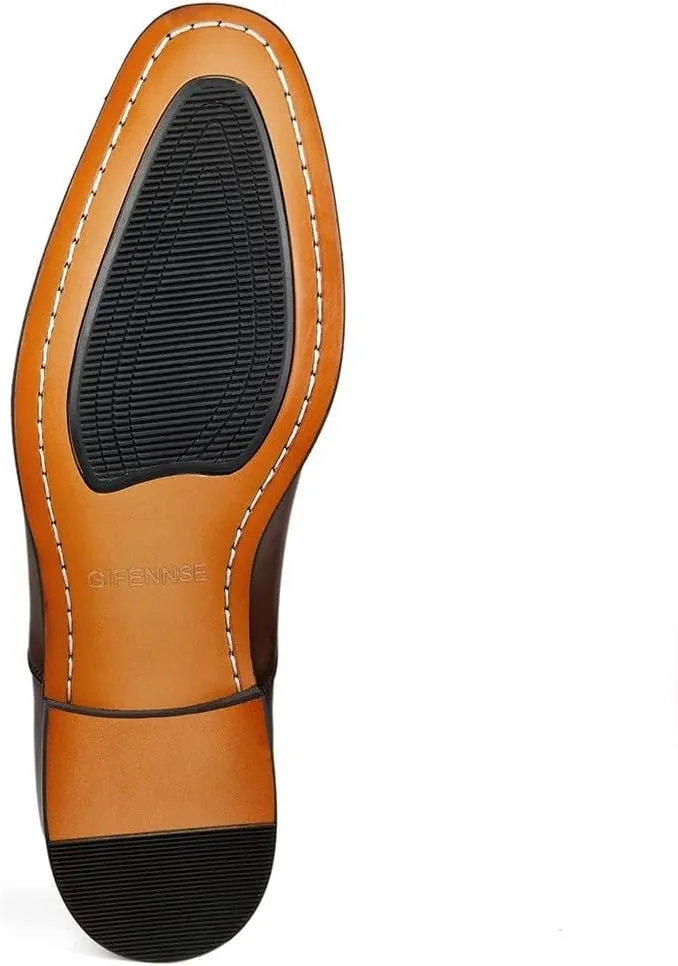 GIFENNSE Men's Dress Shoes Slip-On Loafers Formal Leather Shoes for Men