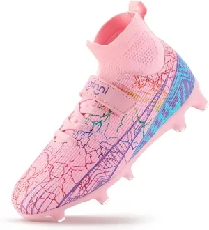 GINNI Kids Firm Ground Soccer Cleats Boys Girls Athletic Soccer Shoes Youth Outdoor Football Cleats Lightweight Breathable FG/AG Baseball Cleats Football Boots Shoes for Toddler/Little Kids/Big Kids