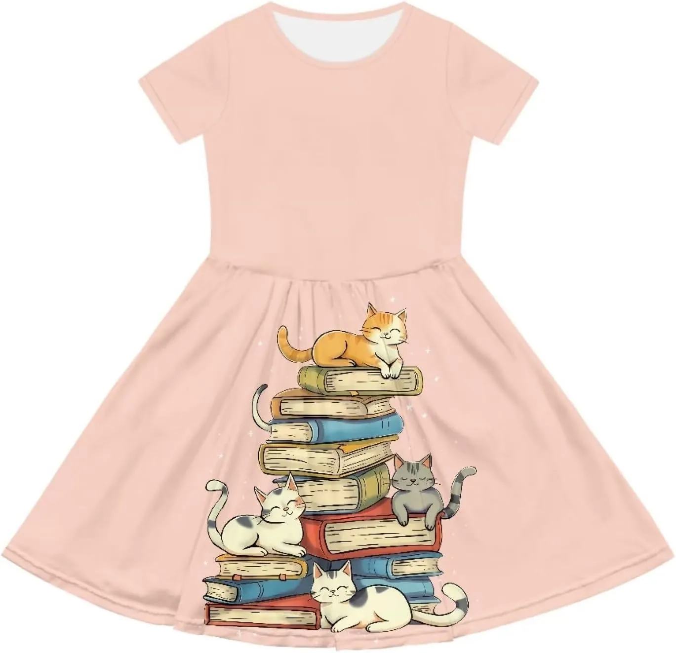 Girls Short Sleeve Dresses with Pockets Cute Dresses for Girls 3-16 Years Old