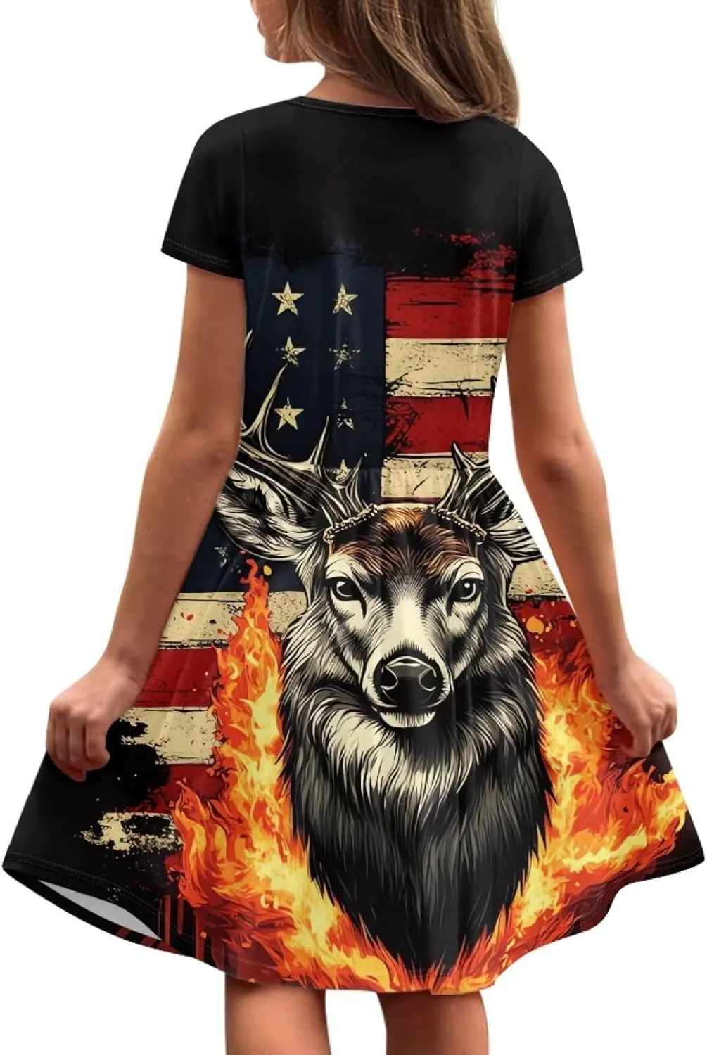 Girls Short Sleeve Dresses with Pockets Cute Dresses for Girls 3-16 Years Old