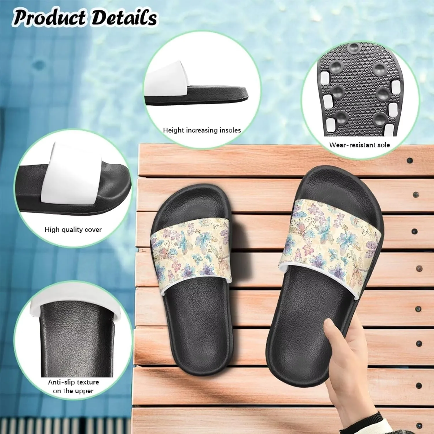 GOSTONG Boys Girls Summer Sandals Non-Slip Water Kids Shower Shoes for Beach Pool & Outdoor Quick-Dry Lightweight House Slippers Thick Sole