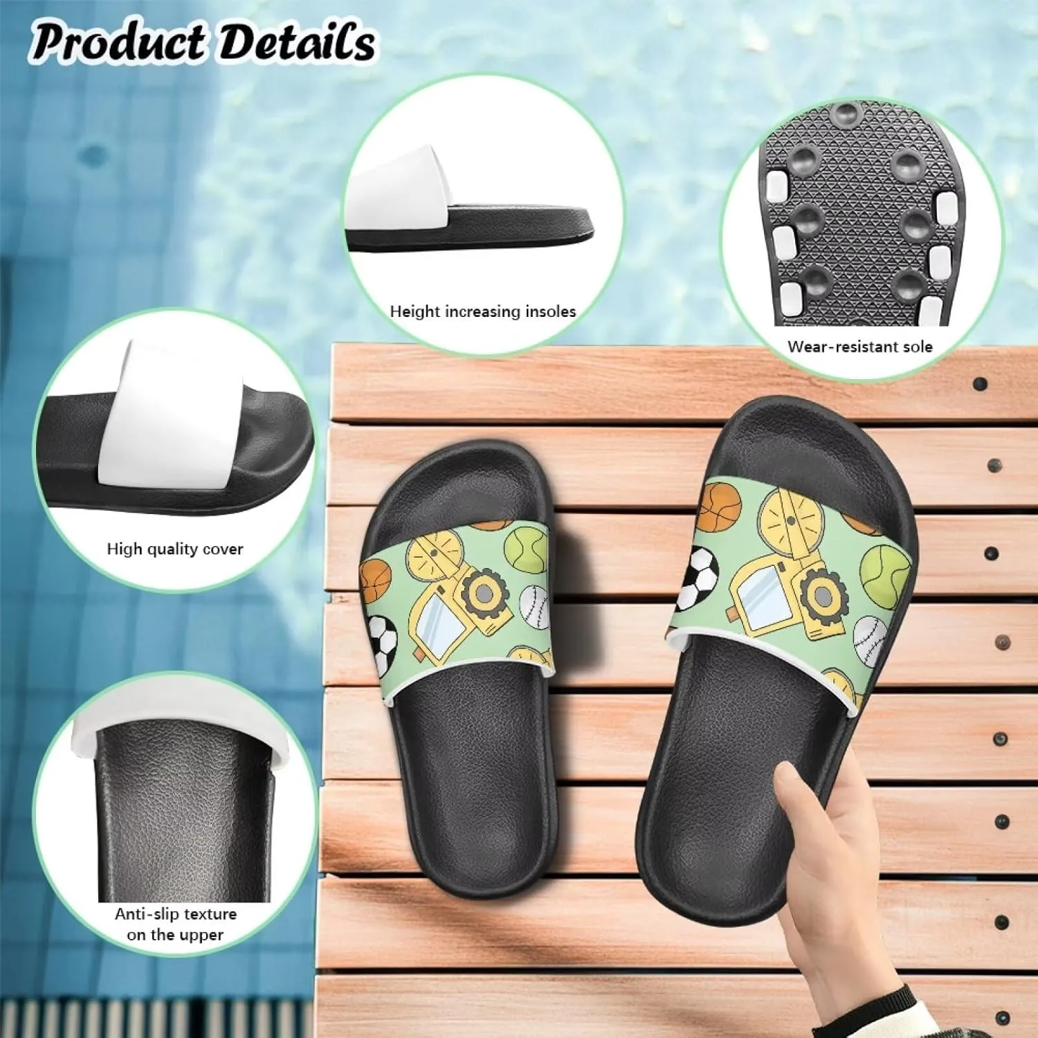GOSTONG Boys Girls Summer Sandals Non-Slip Water Kids Shower Shoes for Beach Pool & Outdoor Quick-Dry Lightweight House Slippers Thick Sole