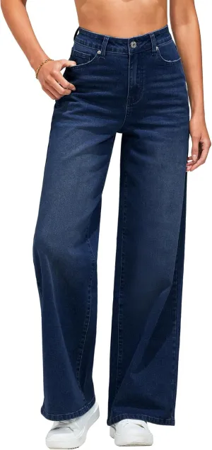 GRAPENT Wide Leg Jeans for Women Trendy High Waisted Stretchy Denim Pants 90s Baggy Jeans Trouser Jeans with Pockets
