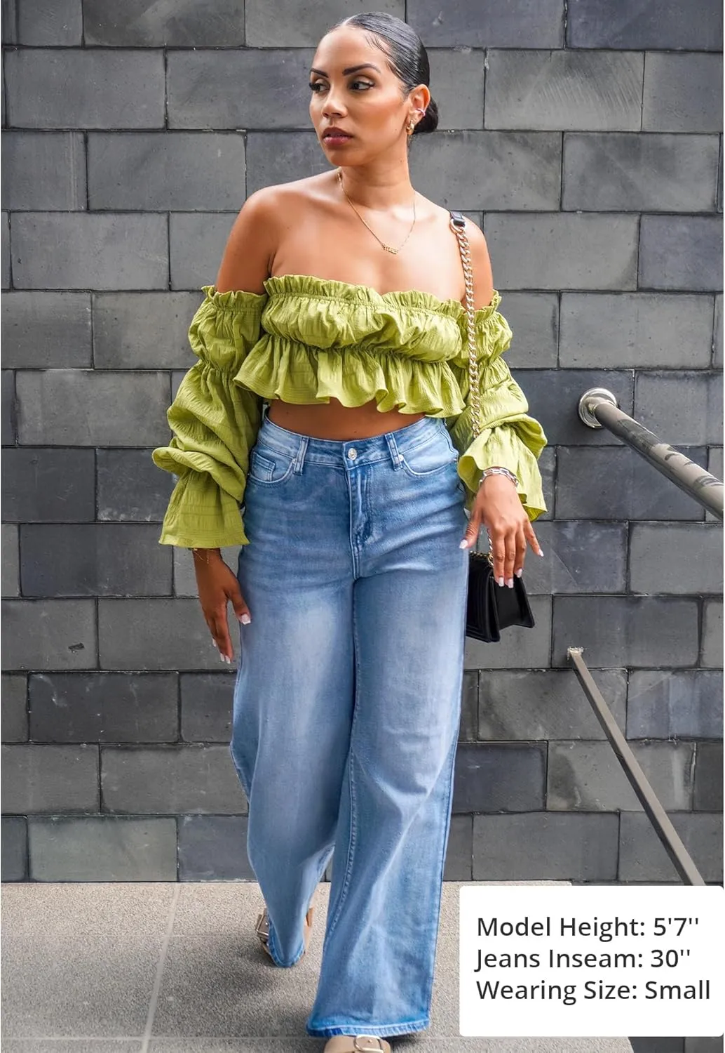 GRAPENT Wide Leg Jeans for Women Trendy High Waisted Stretchy Denim Pants 90s Baggy Jeans Trouser Jeans with Pockets