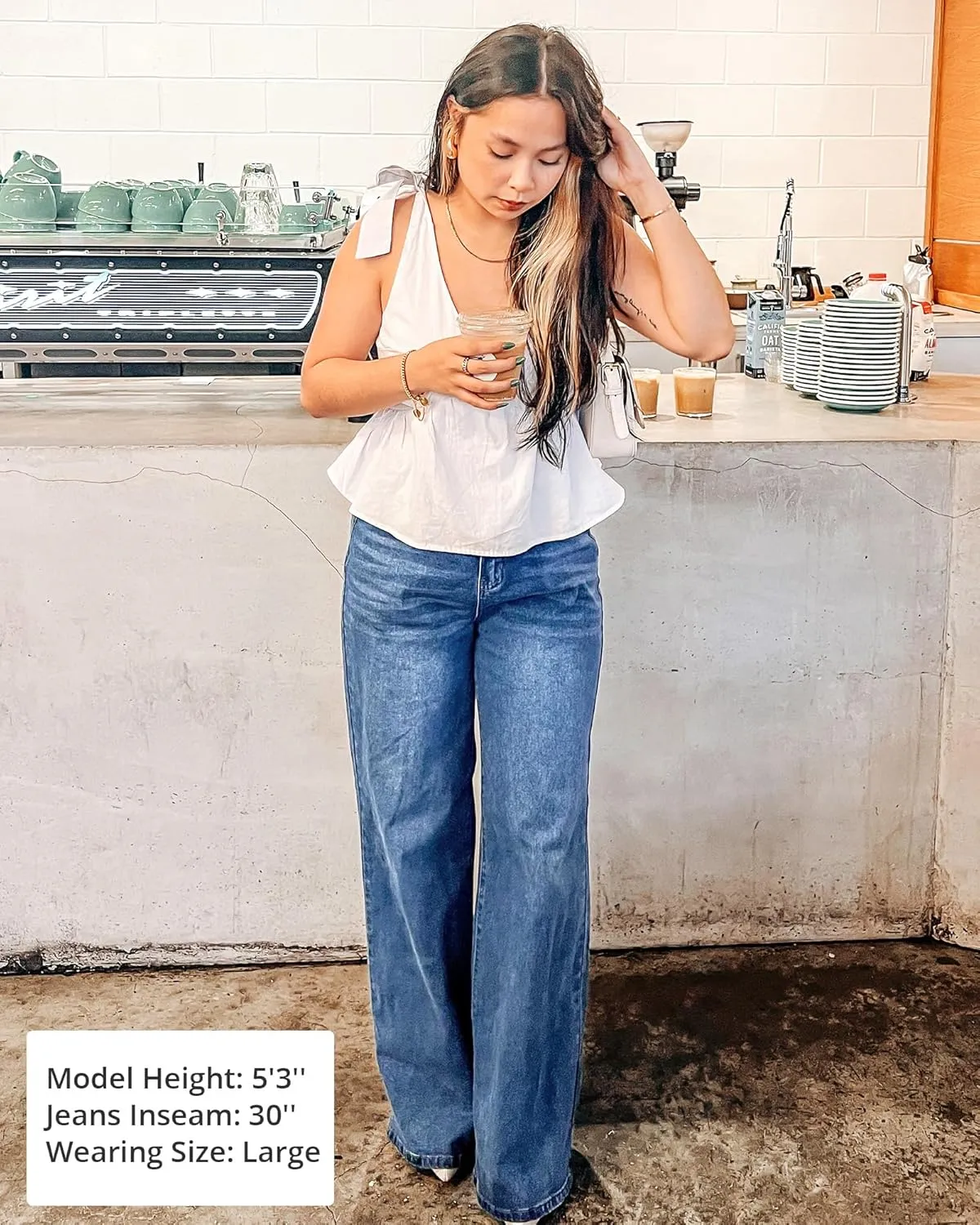 GRAPENT Wide Leg Jeans for Women Trendy High Waisted Stretchy Denim Pants 90s Baggy Jeans Trouser Jeans with Pockets