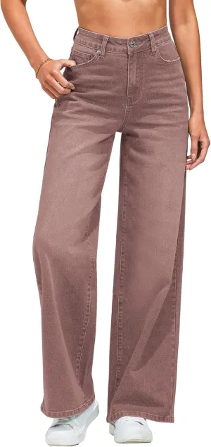 GRAPENT Wide Leg Jeans for Women Trendy High Waisted Stretchy Denim Pants 90s Baggy Jeans Trouser Jeans with Pockets
