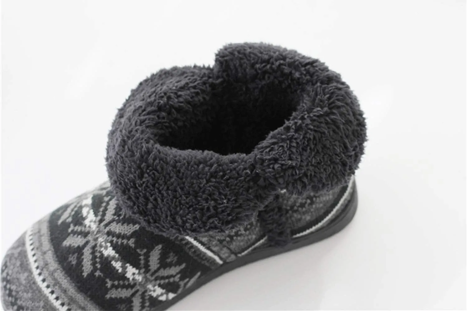 Greenery-GRE Women's Indoor Slippers Winter Warm Cotton Cable Knit Fleece Lined Ankle High Snow Boots Non-Slip Floor Socks