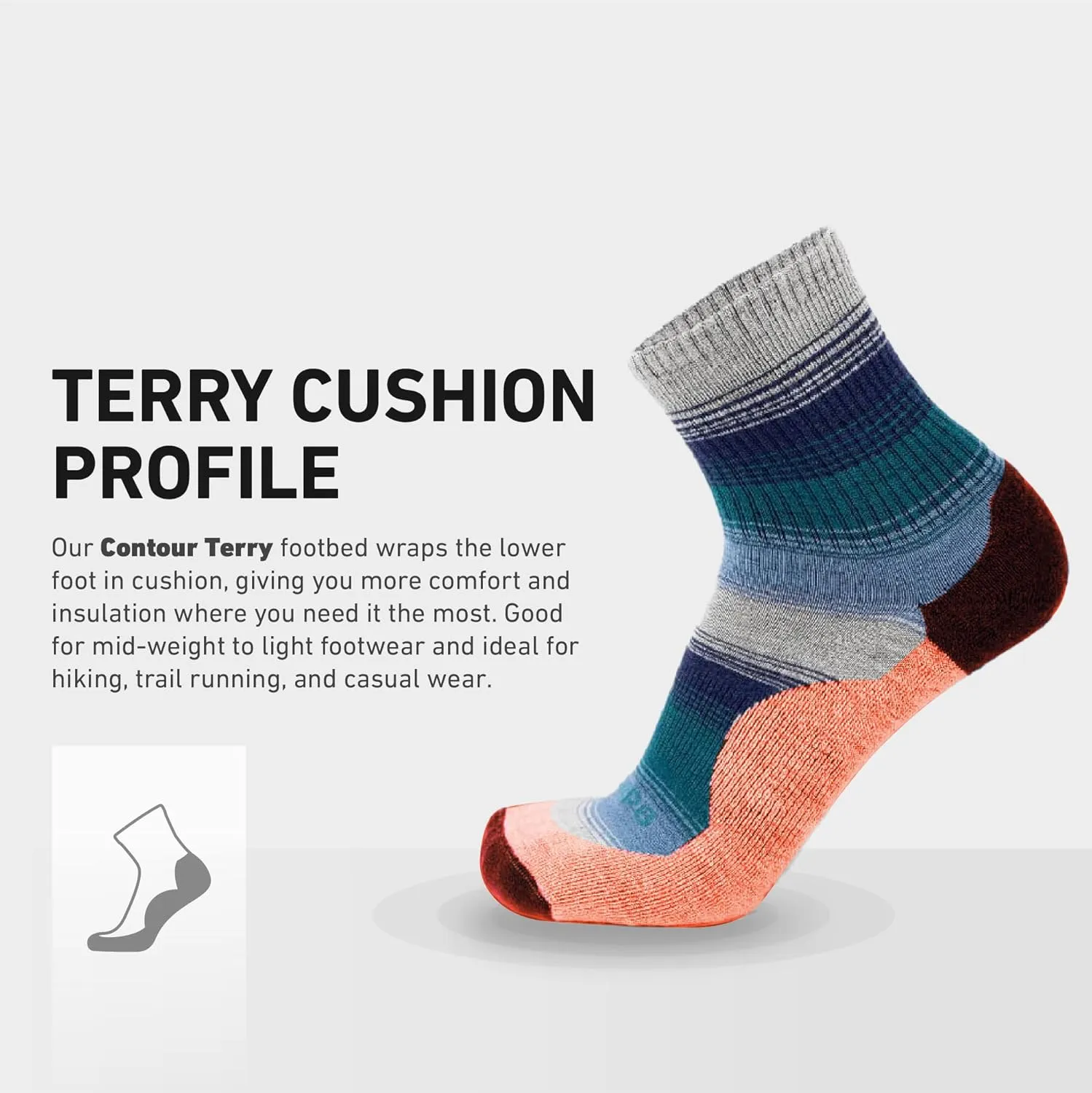 GRIP6 Wool Micro-Crew Socks: Lightweight Wool Socks for Hiking, All Day Comfort - Wicking Crew Socks for Men and Women