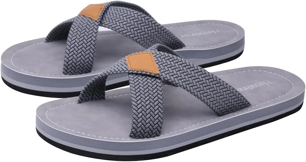Harssidanzar Men Cross Slide Sandals Slip on Comfortable Lightweight Summer Slipper Shoes For Indoor and Outdoor Quick-Dry KM229US