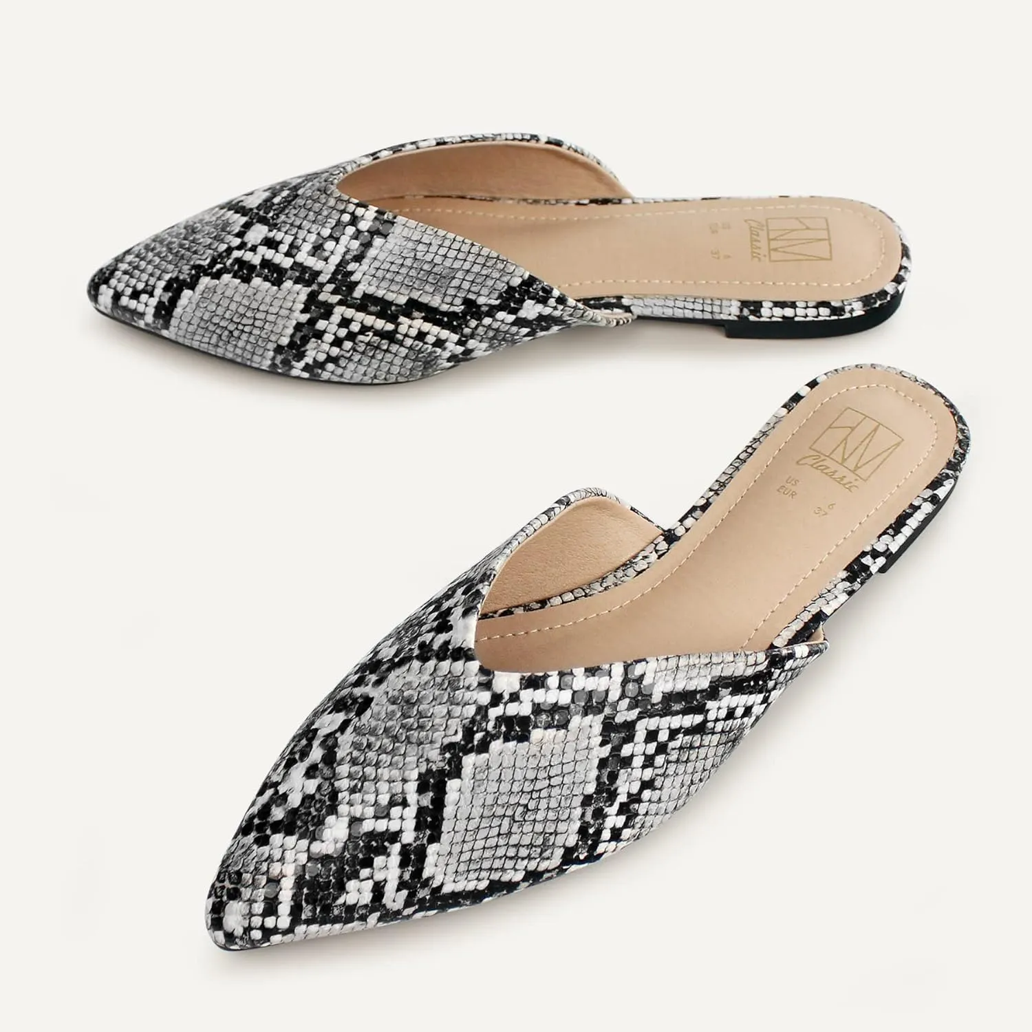 Hawkwell Women's Backless Slip on Slides Loafer Shoes Flats Comfortable Pointed Toe Mules