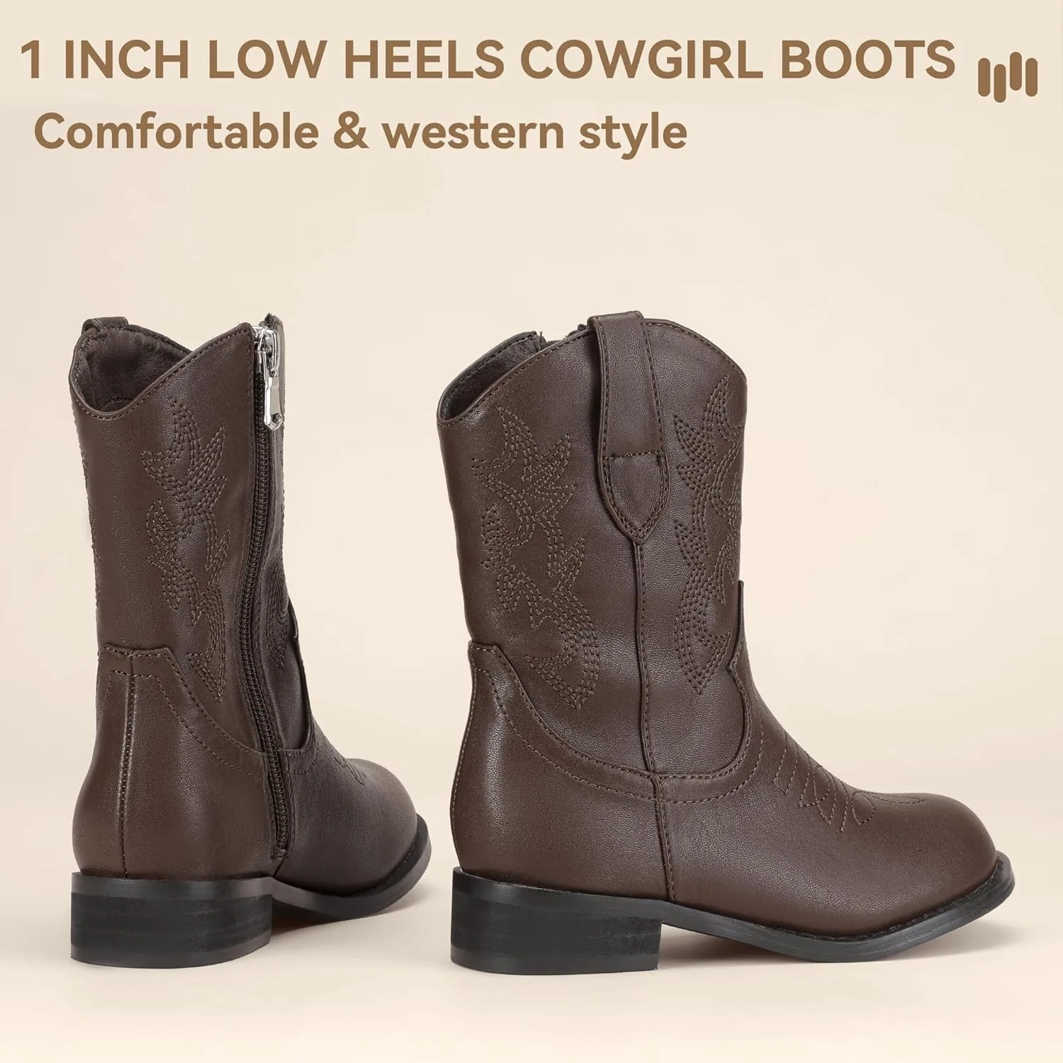 Hehainom Girls Cowboy Cowgirl Boots Boys Kids Toddler Western Mid Calf Zipper Riding Boots for Little Kid Big Kid