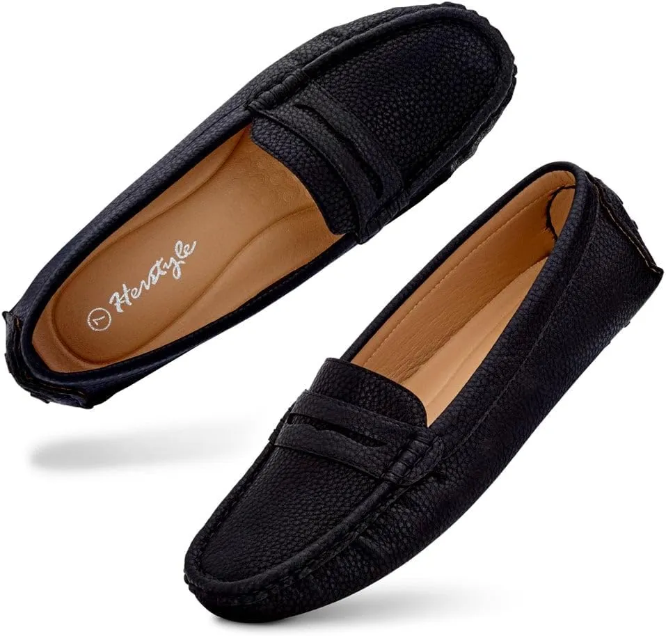 Herstyle Women's Penny Loafers, Slip On Flats for Business & Work, Comfortable Driving Moccasins with Cushioned Footbed, Lightweight Dressy Shoes for Women (Trendy 2025)