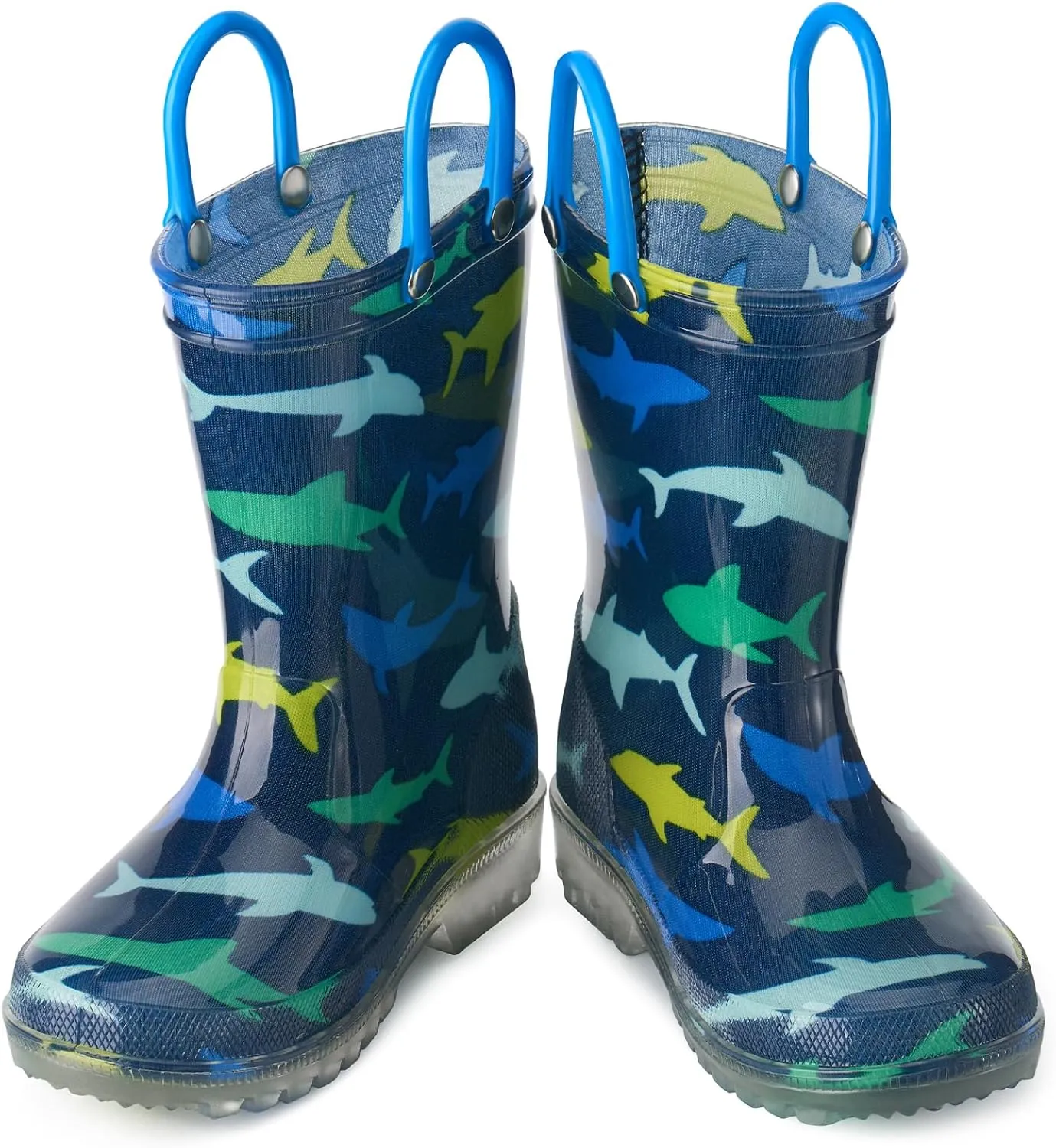 HISEA Kids Rain Boots for Boys Girls, Waterproof Lightweight Rain Boots Light Up by Steps for Water Beach Outdoor Playing (Toddler/Little Kid/Big Kid)