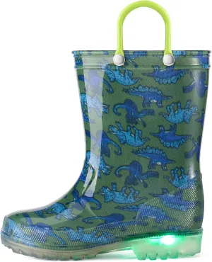 HISEA Kids Rain Boots for Boys Girls, Waterproof Lightweight Rain Boots Light Up by Steps for Water Beach Outdoor Playing (Toddler/Little Kid/Big Kid)