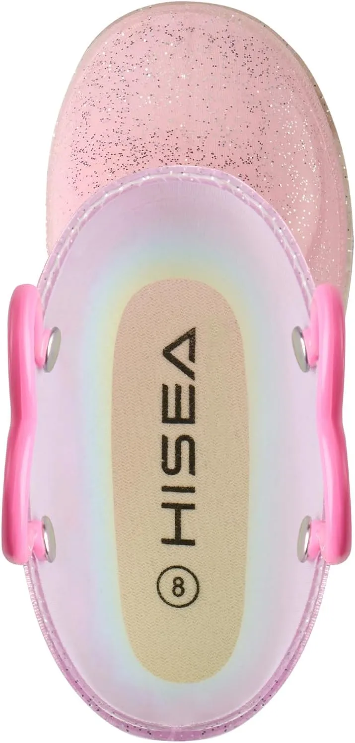 HISEA Kids Rain Boots for Boys Girls, Waterproof Lightweight Rain Boots Light Up by Steps for Water Beach Outdoor Playing (Toddler/Little Kid/Big Kid)