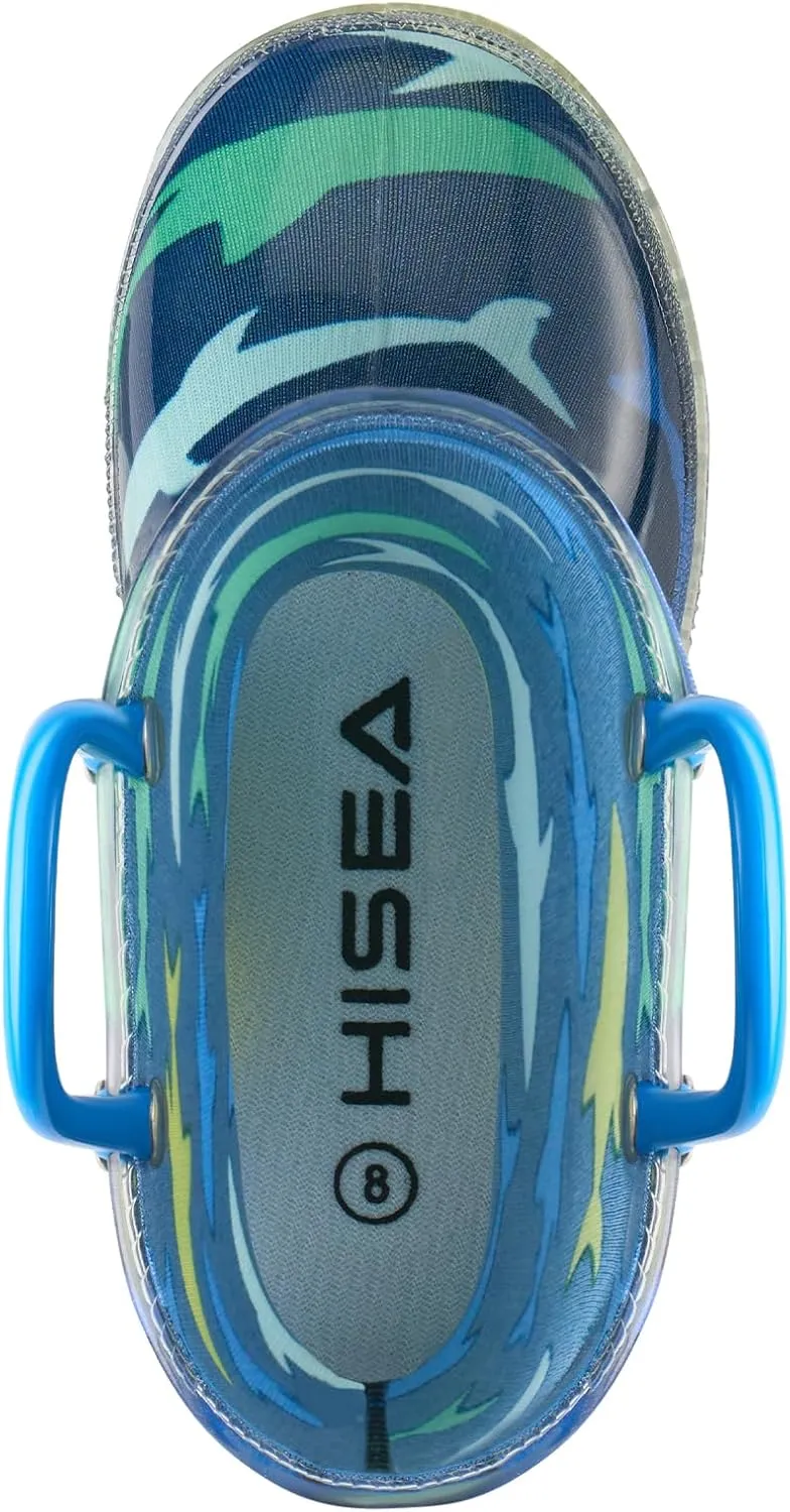 HISEA Kids Rain Boots for Boys Girls, Waterproof Lightweight Rain Boots Light Up by Steps for Water Beach Outdoor Playing (Toddler/Little Kid/Big Kid)
