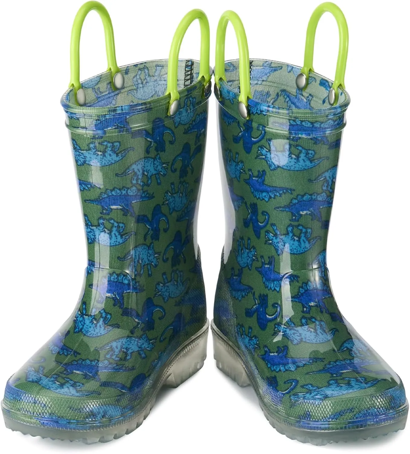 HISEA Kids Rain Boots for Boys Girls, Waterproof Lightweight Rain Boots Light Up by Steps for Water Beach Outdoor Playing (Toddler/Little Kid/Big Kid)