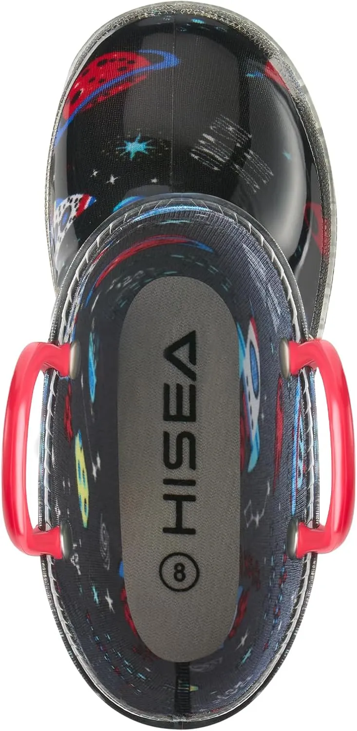 HISEA Kids Rain Boots for Boys Girls, Waterproof Lightweight Rain Boots Light Up by Steps for Water Beach Outdoor Playing (Toddler/Little Kid/Big Kid)