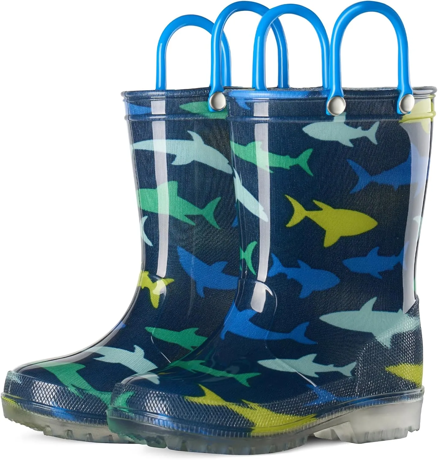HISEA Kids Rain Boots for Boys Girls, Waterproof Lightweight Rain Boots Light Up by Steps for Water Beach Outdoor Playing (Toddler/Little Kid/Big Kid)