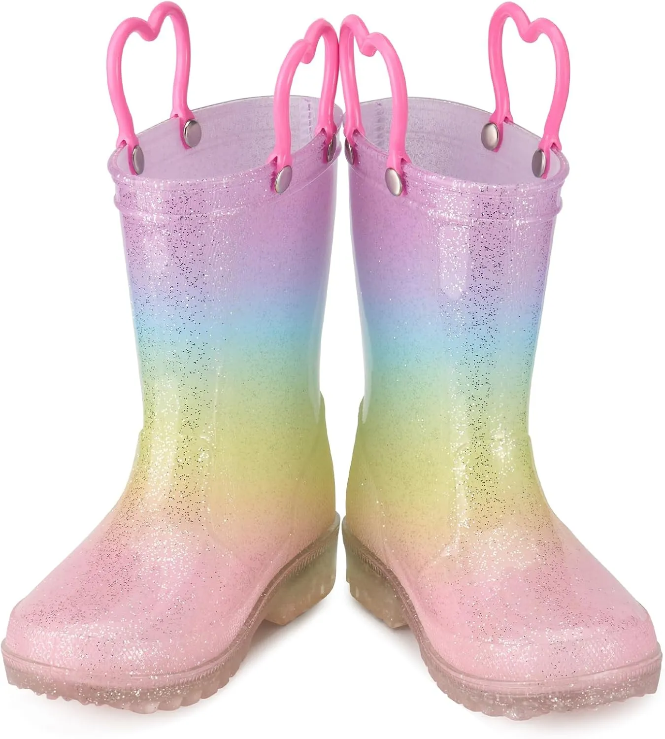 HISEA Kids Rain Boots for Boys Girls, Waterproof Lightweight Rain Boots Light Up by Steps for Water Beach Outdoor Playing (Toddler/Little Kid/Big Kid)