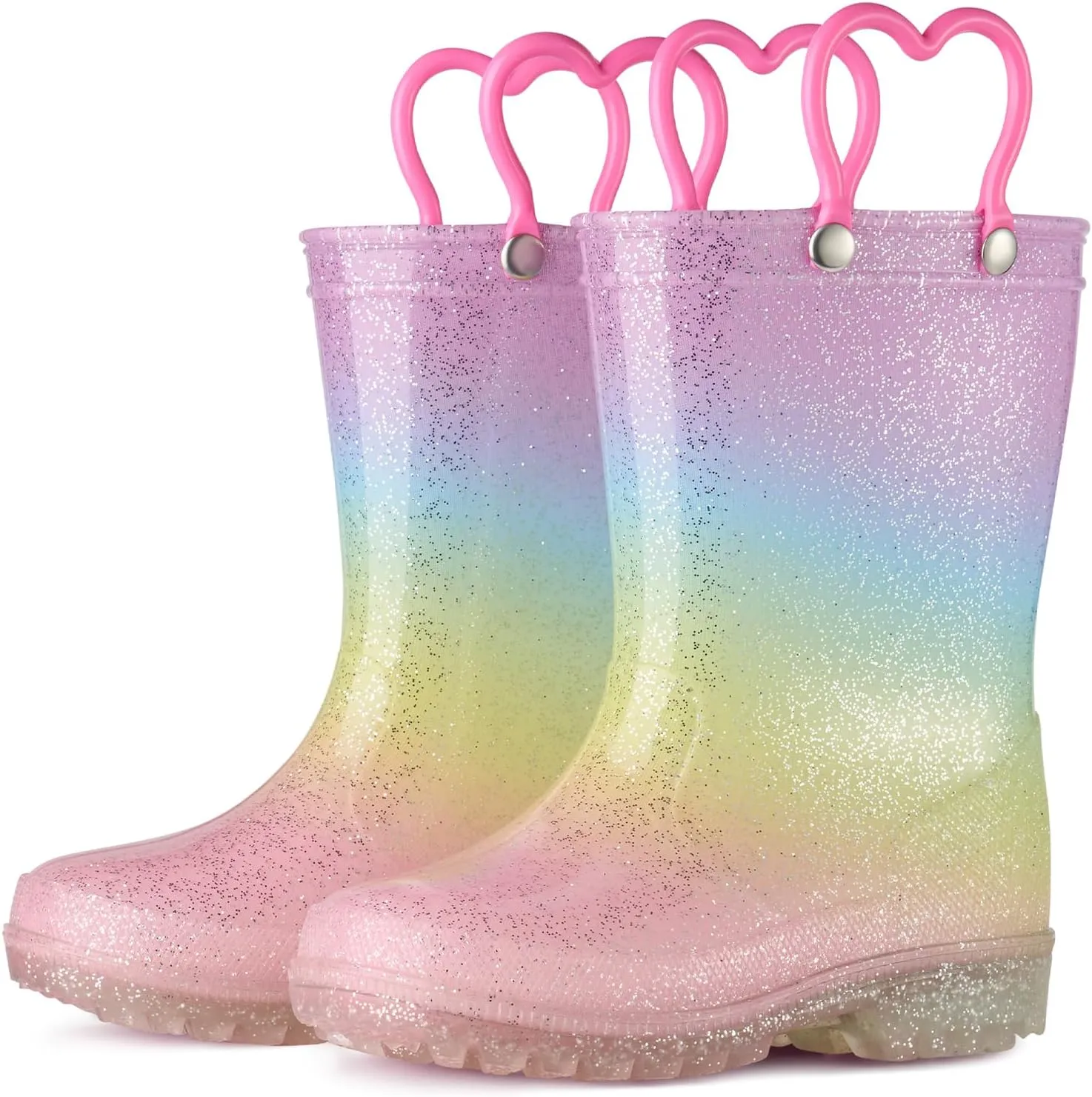 HISEA Kids Rain Boots for Boys Girls, Waterproof Lightweight Rain Boots Light Up by Steps for Water Beach Outdoor Playing (Toddler/Little Kid/Big Kid)