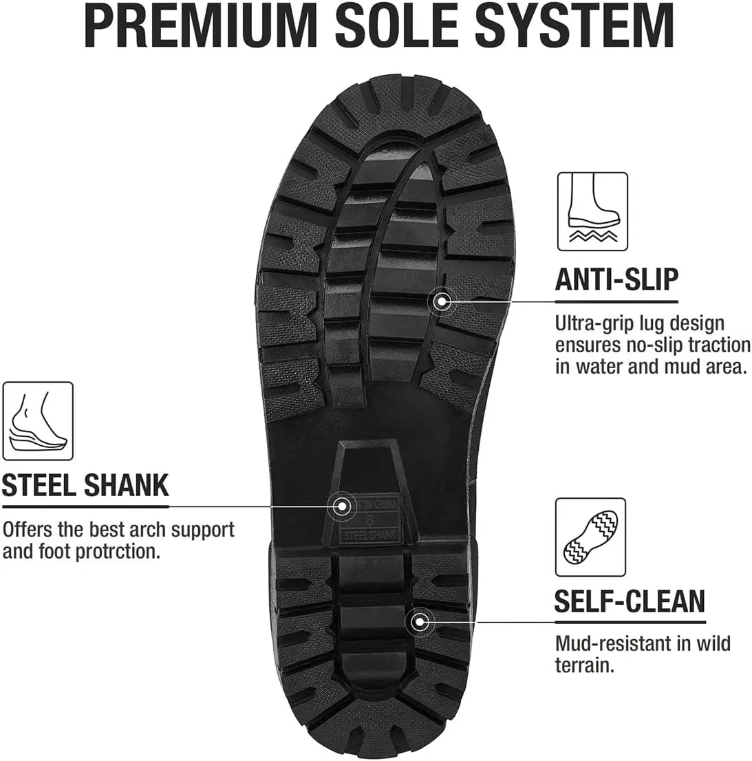 HISEA Men's Chelsea Rain Boots, Rubber Ankle Short Boots for Men Waterproof, Durable Insulated Mud Booties for Outdoor Garden Work