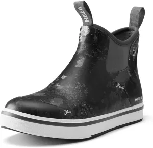 HISEA Men's Deck Boots Saltwater Fishing Booties Waterproof Ankle Rain Boots High Traction