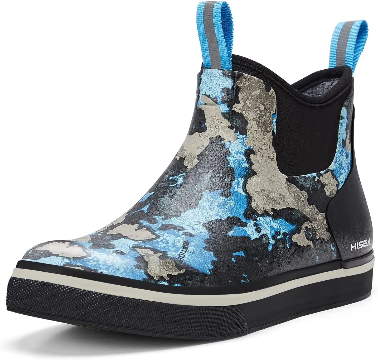 HISEA Men's Deck Boots Saltwater Fishing Booties Waterproof Ankle Rain Boots High Traction
