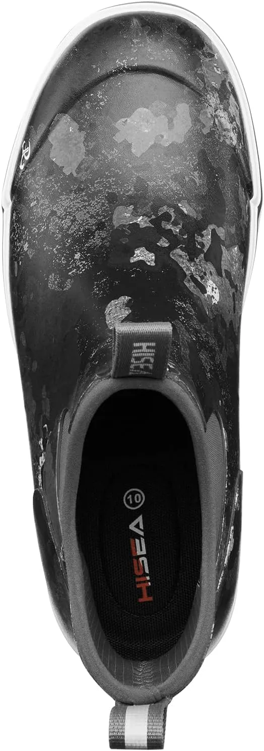 HISEA Men's Deck Boots Saltwater Fishing Booties Waterproof Ankle Rain Boots High Traction