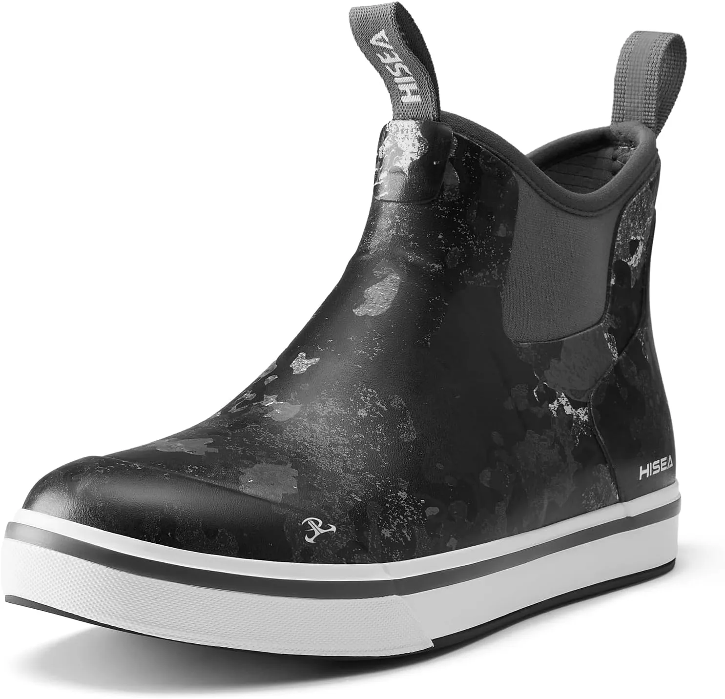 HISEA Men's Deck Boots Saltwater Fishing Booties Waterproof Ankle Rain Boots High Traction