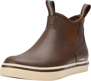 HISEA Men's Deck Boots Saltwater Fishing Booties Waterproof Ankle Rain Boots High Traction