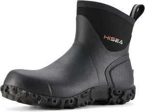 HISEA Men's Rubber Boots Ankle Rain Boots Waterproof Outdoor Mud Bootie for Lawn and Garden