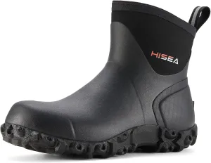 HISEA Men's Rubber Boots Ankle Rain Boots Waterproof Outdoor Mud Bootie for Lawn and Garden