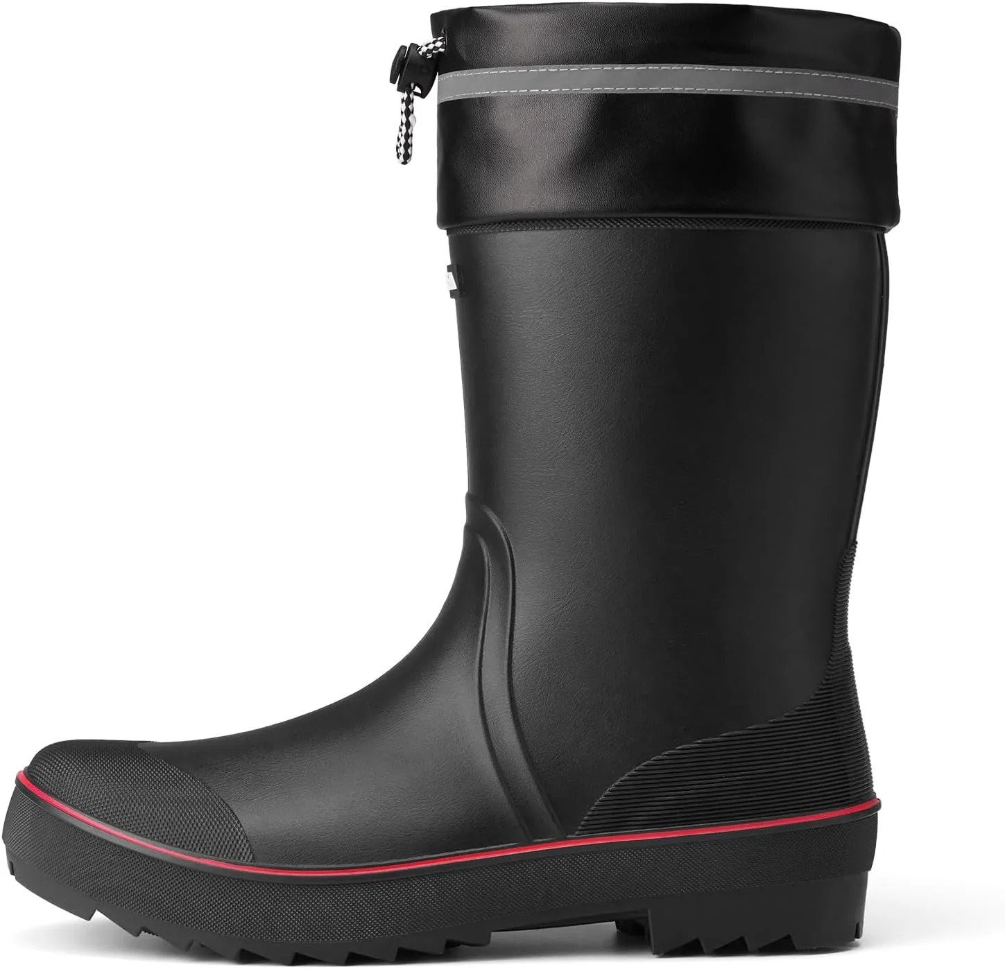 HISEA Men's Rubber Rain Boots Waterproof Durable Non Slip Mid Calf Boots for Garden Fishing Outdoor with Adjustable Closure