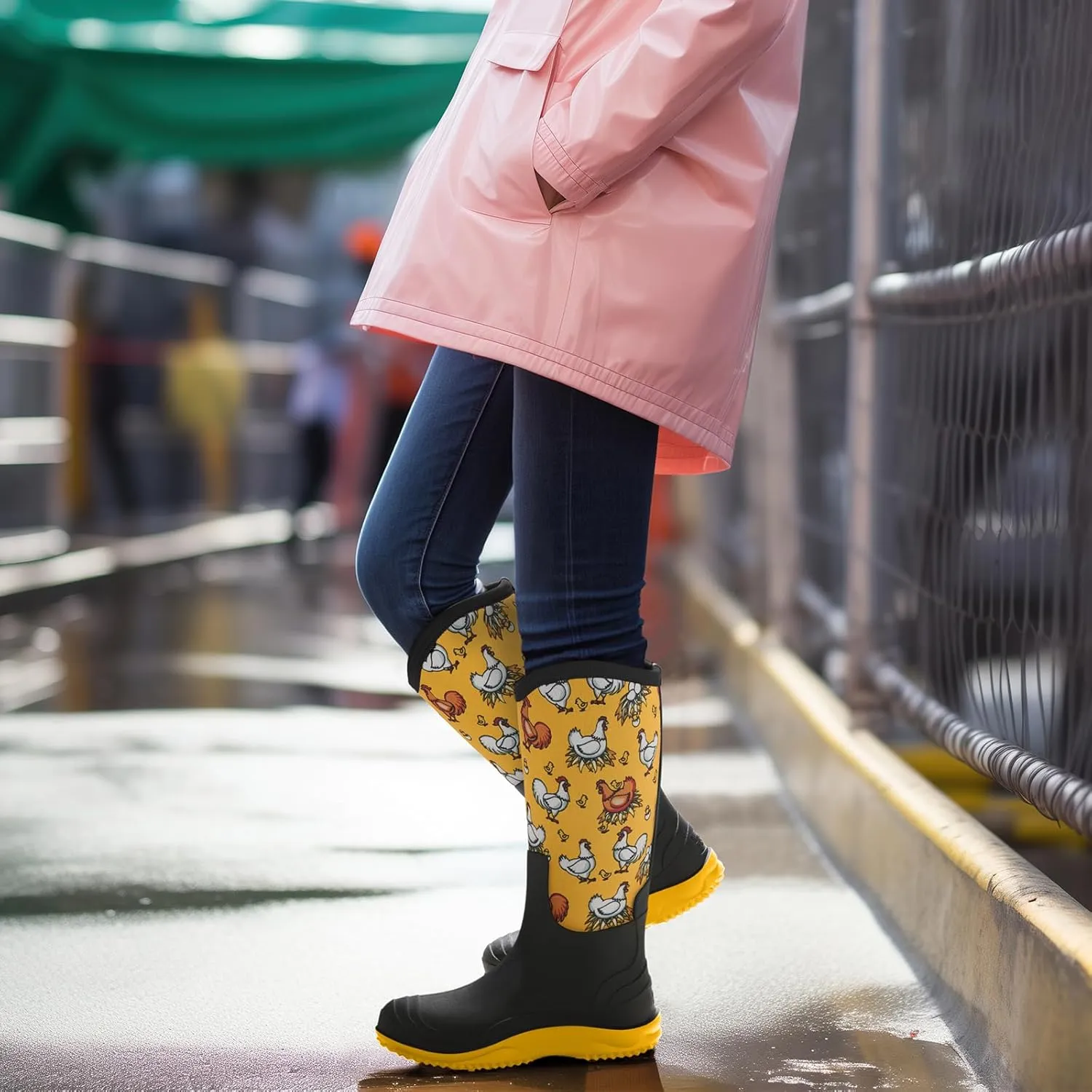 HISEA Muck Boots - Waterproof Tall Garden Boots, Insulated Neoprene Rubber for Outdoor Activities: Hunting, Gardening, Farming, Muddy Yard Work, Sizes US Women 6-11