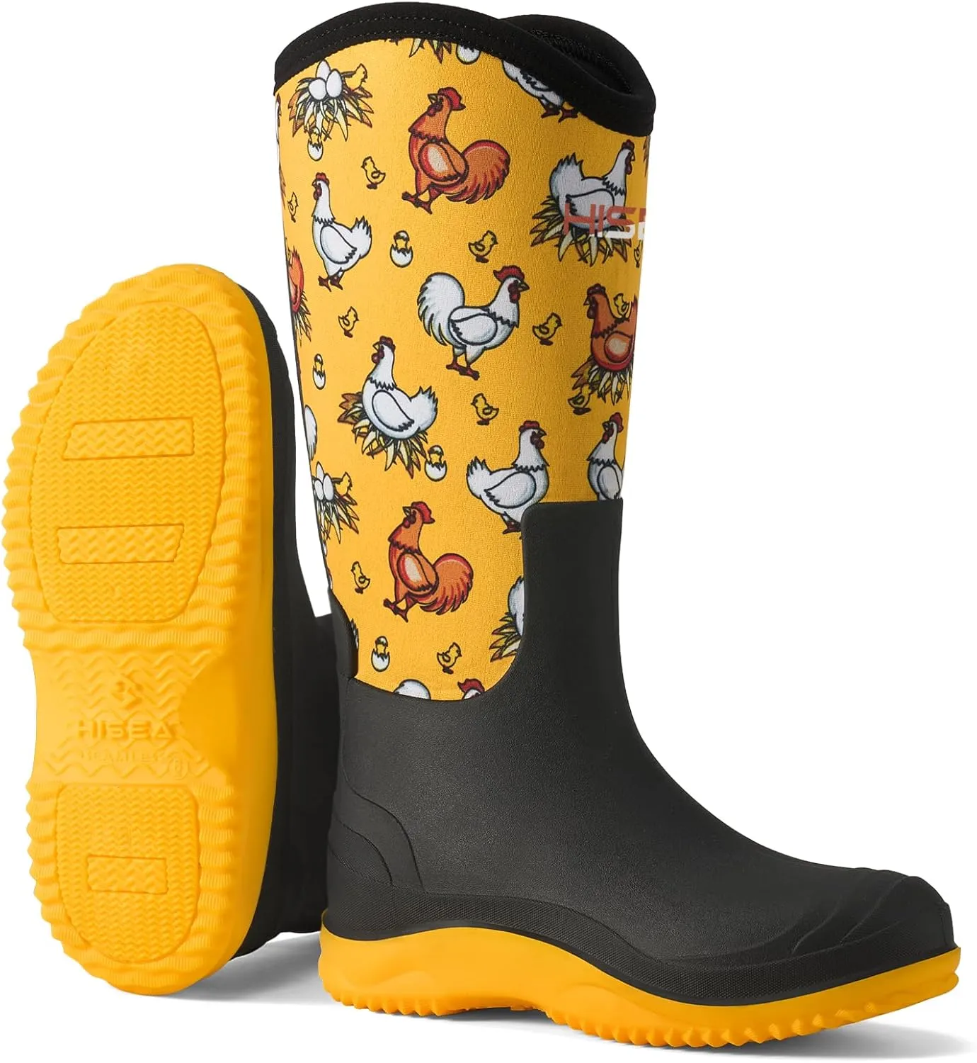 HISEA Muck Boots - Waterproof Tall Garden Boots, Insulated Neoprene Rubber for Outdoor Activities: Hunting, Gardening, Farming, Muddy Yard Work, Sizes US Women 6-11