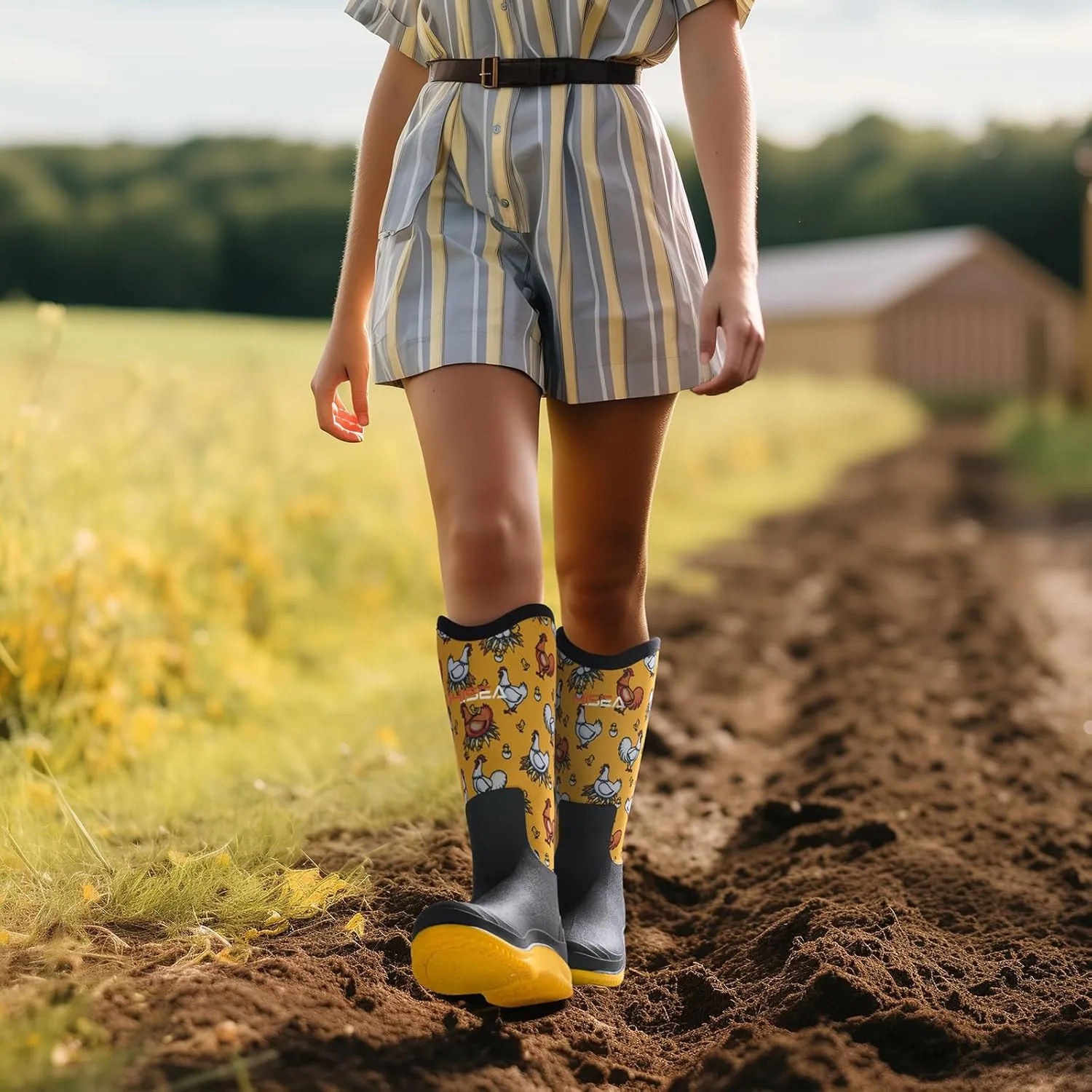 HISEA Muck Boots - Waterproof Tall Garden Boots, Insulated Neoprene Rubber for Outdoor Activities: Hunting, Gardening, Farming, Muddy Yard Work, Sizes US Women 6-11
