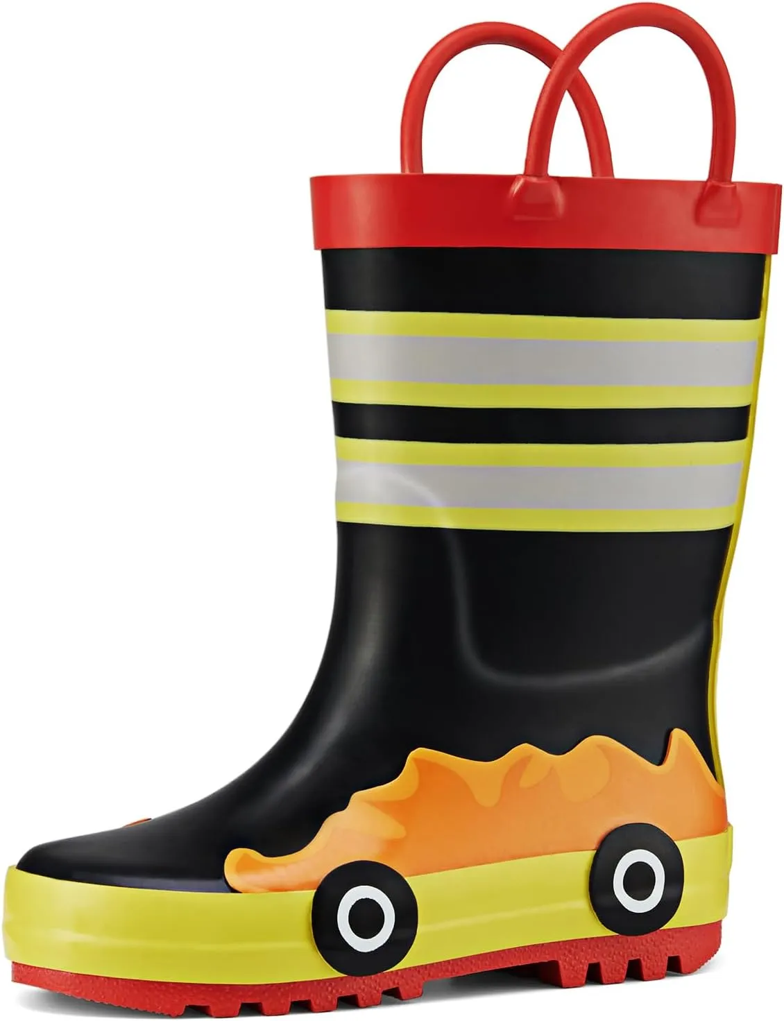 HISEA Rubber Rain Boots for Toddlers and Kids Boys Girls Lightwight Waterproof with Easy-on Handle