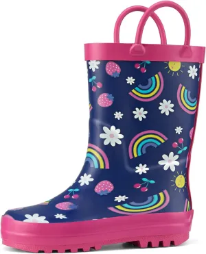 HISEA Rubber Rain Boots for Toddlers and Kids Boys Girls Lightwight Waterproof with Easy-on Handle