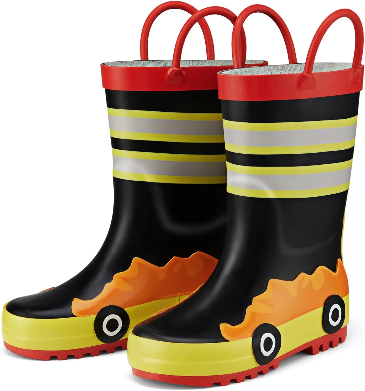 HISEA Rubber Rain Boots for Toddlers and Kids Boys Girls Lightwight Waterproof with Easy-on Handle