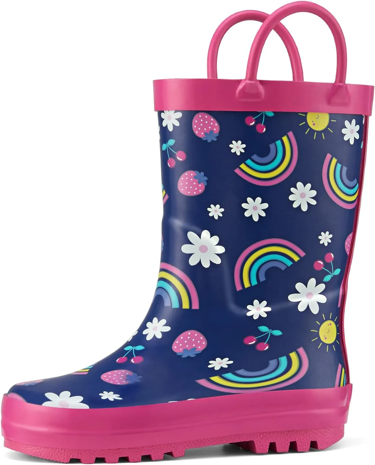 HISEA Rubber Rain Boots for Toddlers and Kids Boys Girls Lightwight Waterproof with Easy-on Handle