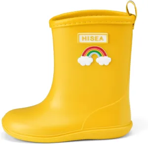 HISEA Toddler Rain Boots Waterproof, Baby Kids Short Rubber Rain Shoes Lightweight for Boys Girls