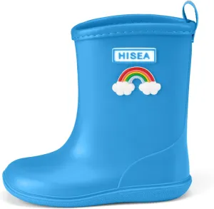HISEA Toddler Rain Boots Waterproof, Baby Kids Short Rubber Rain Shoes Lightweight for Boys Girls