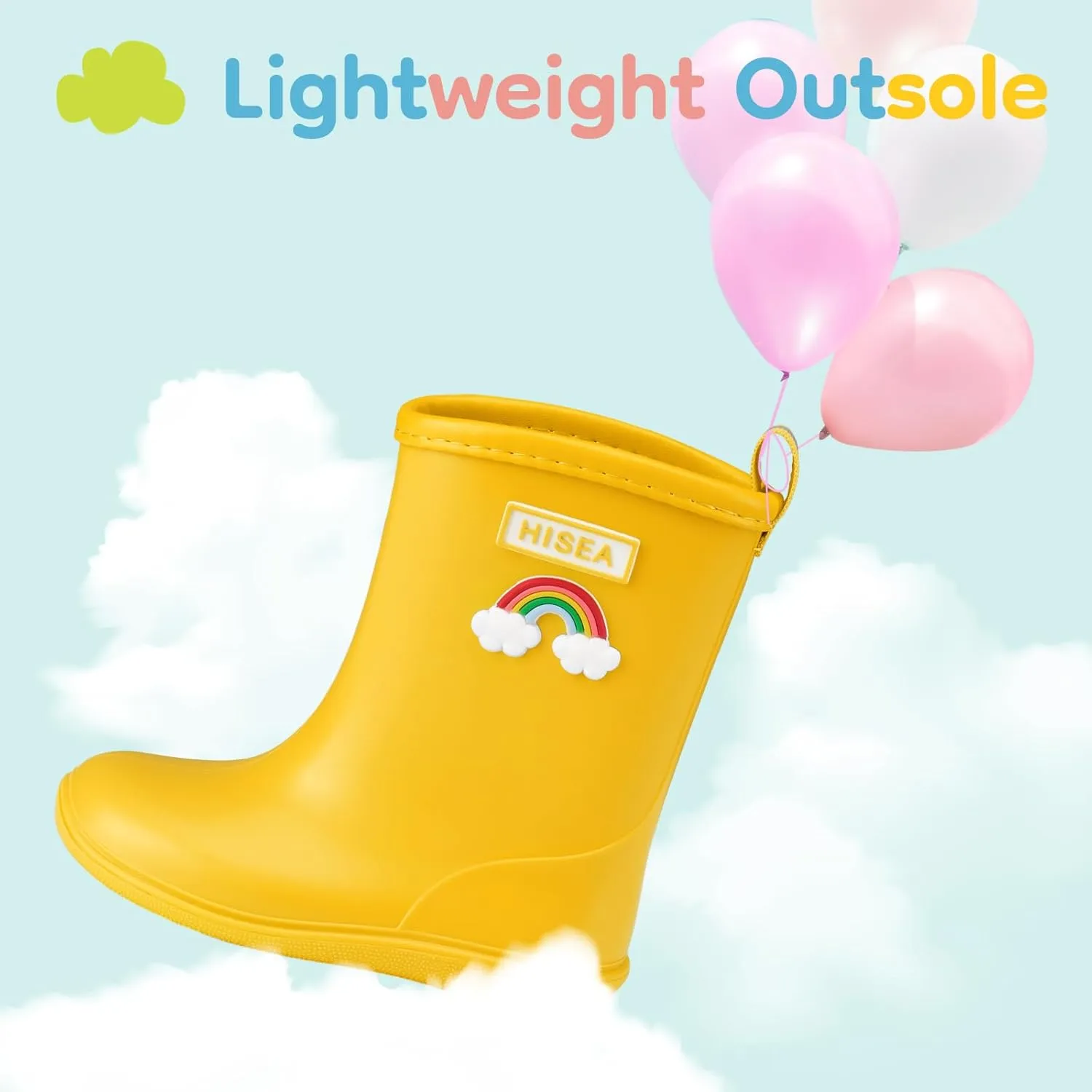 HISEA Toddler Rain Boots Waterproof, Baby Kids Short Rubber Rain Shoes Lightweight for Boys Girls